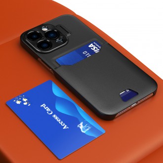 Kožené pouzdro Stand Case pro iPhone 14 Pro krycí peněženka na karty se stojánkem černá
