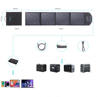 Solární nabíječka Choetech 100W skládací USB C, 2x USB PD QC černá (SC009-V2)