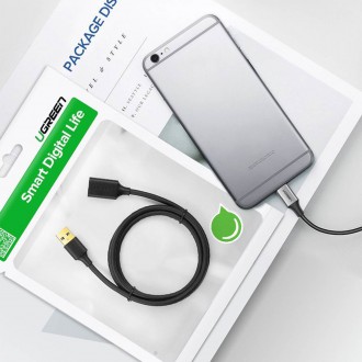 Ugreen USB-A (samec) – prodlužovací kabel adaptéru USB-A (samice) USB 3.0 5 Gb/s 0,5 m černý (US129)