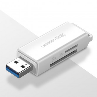 Ugreen přenosná čtečka TF/SD karet pro USB 3.0 bílá (CM104)