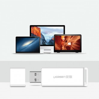 Ugreen přenosná čtečka TF/SD karet pro USB 3.0 bílá (CM104)
