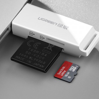 Ugreen přenosná čtečka TF/SD karet pro USB 3.0 bílá (CM104)
