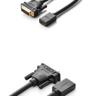 Ugreen kabelový adaptér kabel DVI (samec) - HDMI (samice) 0,15 m černý (20118)