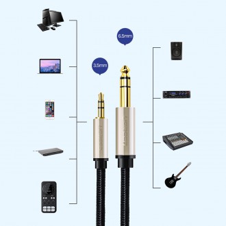 Ugreen kabel audio kabel TRS mini jack 3,5 mm - jack 6,35 mm 1 m šedý