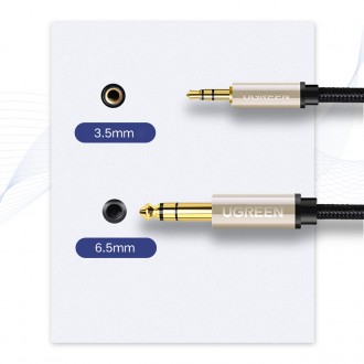 Ugreen kabel audio kabel TRS mini jack 3,5 mm - jack 6,35 mm 1 m šedý