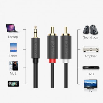 Ugreen kabel audio kabel 3,5 mm mini jack (samec) - 2RCA (samec) 1,5 m (AV102)