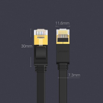 Ugreen Ethernet patch kabel U/FTP Cat. 7 10 Gb/s plochý 0,5 m černý (NW106)