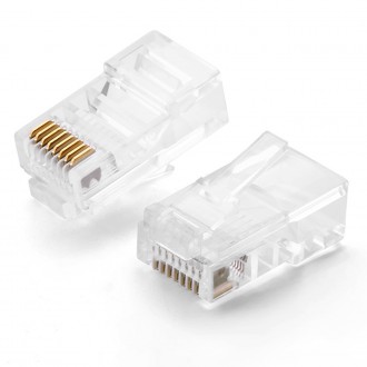 Ugreen 100x koncovka zástrčky RJ45 8P8C (UTP kat. 5 / kat. 5e) průhledná (NW110)