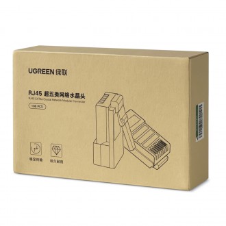 Ugreen 100x koncovka zástrčky RJ45 8P8C (UTP kat. 5 / kat. 5e) průhledná (NW110)
