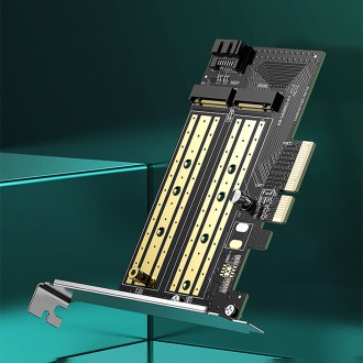 Ugreen adaptér rozšiřující karty PCIe 3.0 x4 na SSD M.2 M-Key / M.2 B-Key černý (CM302)
