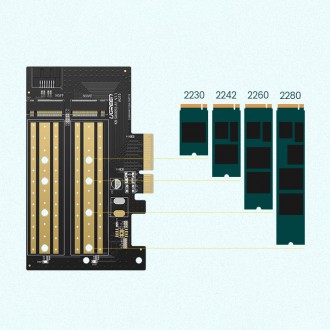 Ugreen adaptér rozšiřující karty PCIe 3.0 x4 na SSD M.2 M-Key / M.2 B-Key černý (CM302)