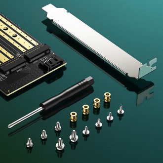 Ugreen adaptér rozšiřující karty PCIe 3.0 x4 na SSD M.2 M-Key / M.2 B-Key černý (CM302)