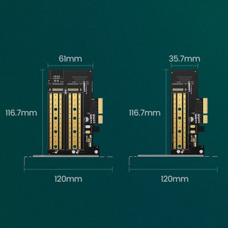 Ugreen adaptér rozšiřující karty PCIe 3.0 x4 na SSD M.2 M-Key / M.2 B-Key černý (CM302)