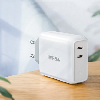 Ugreen rychlonabíječka 2xUSB-C 36W PD bílá (CD199)