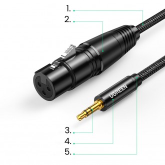 [RETURNED ITEM] Ugreen audio kabel 3,5 mm mini jack (samec) - XLR (samice) 1 m černý (AV182)