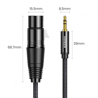 [RETURNED ITEM] Ugreen audio kabel 3,5 mm mini jack (samec) - XLR (samice) 1 m černý (AV182)