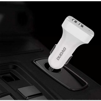 [RETURNED ITEM] Dudao car kit charger 2x USB 2.4A + cable USB 3in1 Lightning / Type C / micro USB cable white (R7 white)