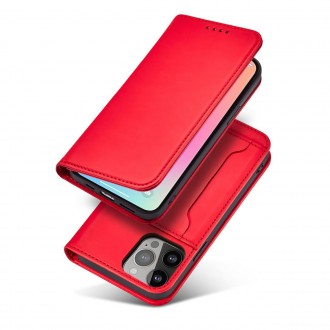 Pouzdro na magnetické karty pro Samsung Galaxy A34 5G flip cover stojánek na peněženku červené
