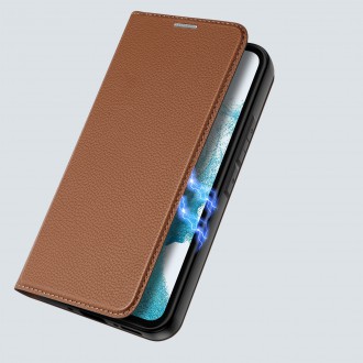 Pouzdro Dux Ducis Skin X2 pro Samsung Galaxy A54 5G flip cover stojánek na peněženku hnědé