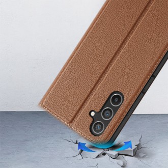 Pouzdro Dux Ducis Skin X2 pro Samsung Galaxy A54 5G flip cover stojánek na peněženku hnědé