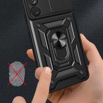 Pouzdro Hybrid Armor Camshield pro Samsung Galaxy A34 5G pancéřové pouzdro s krytem fotoaparátu modré