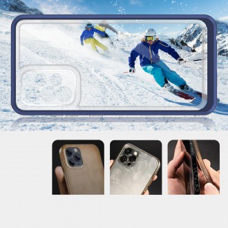Čiré pouzdro 3v1 na silikonový kryt Samsung Galaxy A14 s rámečkem modrý