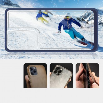 Čiré pouzdro 3v1 pro silikonový kryt Samsung Galaxy S23 Ultra s rámečkem modrý