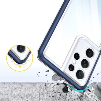 Čiré pouzdro 3v1 pro silikonový kryt Samsung Galaxy S23 Ultra s rámečkem modrý