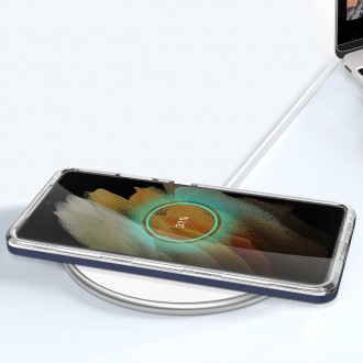 Čiré pouzdro 3v1 pro silikonový kryt Samsung Galaxy S23 Ultra s rámečkem modrý