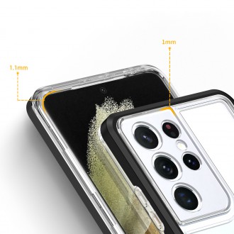 Čiré pouzdro 3v1 pro Samsung Galaxy S23 Ultra silikonový kryt s rámečkem černý