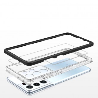 Čiré pouzdro 3v1 pro Samsung Galaxy S23 Ultra silikonový kryt s rámečkem černý