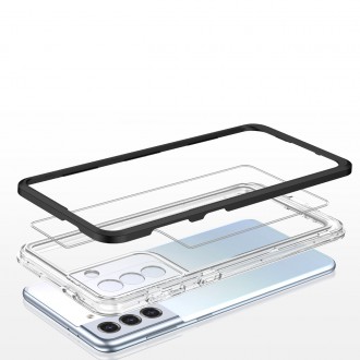 Čiré pouzdro 3v1 pro Samsung Galaxy S23+ silikonový kryt s rámečkem černý
