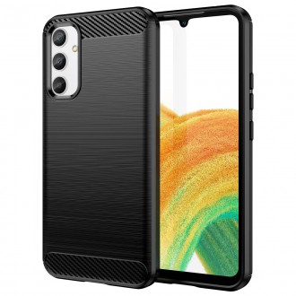 Carbon Case pro Samsung Galaxy A34 5G flexibilní silikonový karbonový kryt modrý