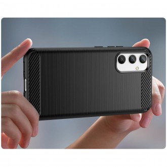 Carbon Case pro Samsung Galaxy A34 5G flexibilní silikonový karbonový kryt modrý