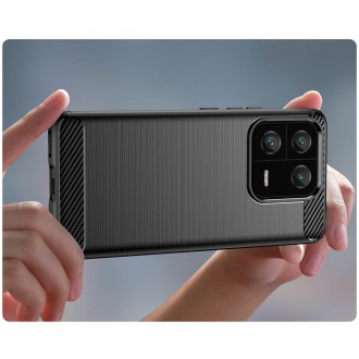 Pouzdro Carbon Case pro Xiaomi 13 Pro flexibilní silikonový karbonový kryt černý