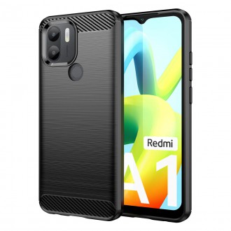Pouzdro Carbon Case pro Xiaomi Redmi A1+ flexibilní silikonový karbonový kryt černý