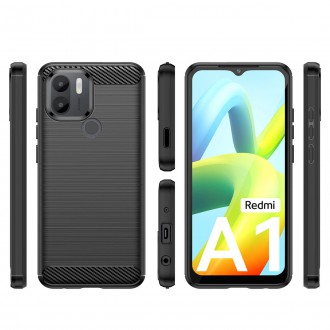 Pouzdro Carbon Case pro Xiaomi Redmi A1+ flexibilní silikonový karbonový kryt černý