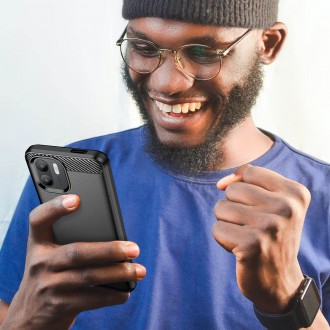 Pouzdro Carbon Case pro Xiaomi Redmi A1+ flexibilní silikonový karbonový kryt černý