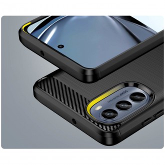 Carbon Case pro Motorola Moto G62 5G flexibilní silikonový karbonový kryt černý