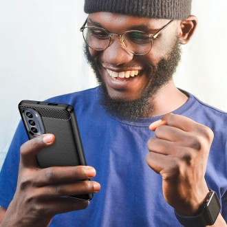 Carbon Case pro Motorola Moto G62 5G flexibilní silikonový karbonový kryt černý