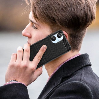 Carbon Case pouzdro pro Realme 10 flexibilní silikonový karbonový kryt černý