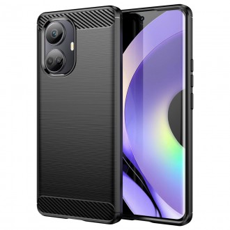 Pouzdro Carbon Case pro Realme 10 Pro+ flexibilní silikonový karbonový kryt černý