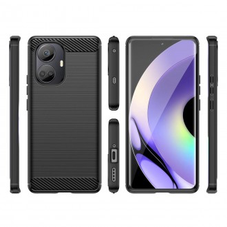 Pouzdro Carbon Case pro Realme 10 Pro+ flexibilní silikonový karbonový kryt černý