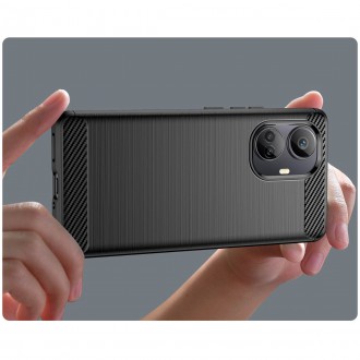Pouzdro Carbon Case pro Realme 10 Pro+ flexibilní silikonový karbonový kryt černý
