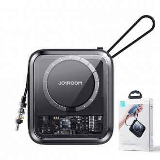 Indukční power banka Joyroom 10000mAh Icy Series 22,5W s vestavěným USB C kabelem černý (JR-L006)