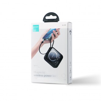 Indukční power banka Joyroom 10000mAh Icy Series 22,5W s vestavěným USB C kabelem černý (JR-L006)