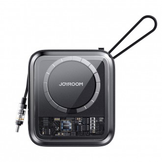 Indukční power banka Joyroom 10000mAh Icy Series 22,5W s vestavěným USB C kabelem černý (JR-L006)