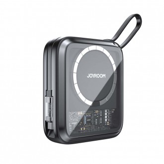 Indukční power banka Joyroom 10000mAh Icy Series 22,5W s vestavěným USB C kabelem černý (JR-L006)