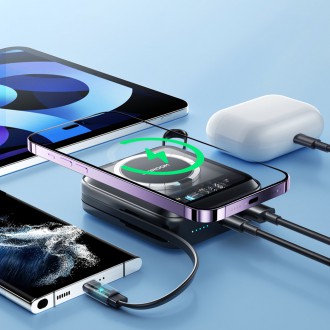 Indukční power banka Joyroom 10000mAh Icy Series 22,5W s vestavěným USB C kabelem černý (JR-L006)