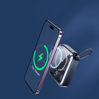 Indukční power banka Joyroom 10000mAh Icy Series 22,5W s vestavěným USB C kabelem černý (JR-L006)
